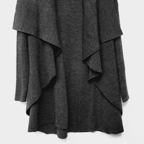 Teory Wool Black Size P/TP Ruffle Open Cardigan Sweater Coat - Picture 4 of 10